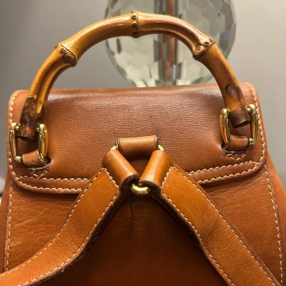 Gucci Bamboo Drawstring Leather Backpack GORGEOUS!!! - Picture 10 of 15